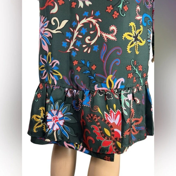 Tory Burch Womens Shift Dress Printed Silk Twill Black Mountain Floral Size 12 - Picture 9 of 16